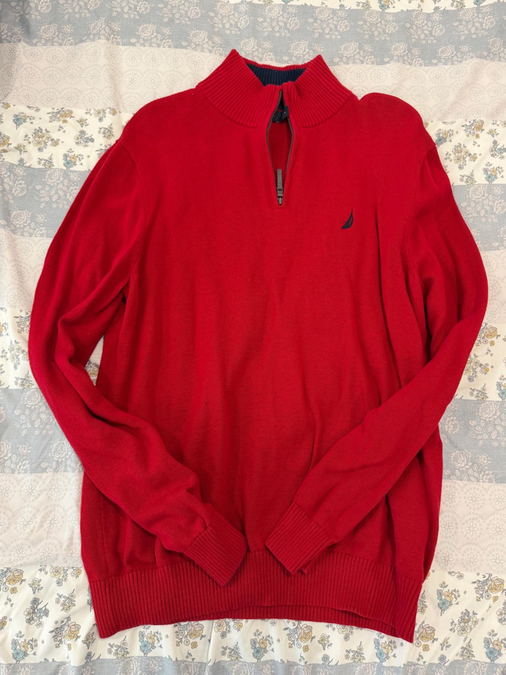 Nautica Men’s Red Quarter-Zip Sweater
